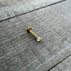 16G 5/16 Clear Gem Gold Tone Round Internal Thread Labret Tragus