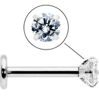 16G 5/16 Clear Gem Round End Internally Threaded Labret Tragus