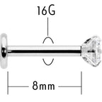16G 5/16 Clear Gem Round End Internally Threaded Labret Tragus