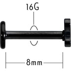 16G 5/16 Black Simple Butterfly Internally Threaded Labret Tragus