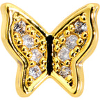 16G 5/16 Clear Gem Gold Tone Butterfly Internally Threaded Labret