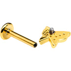 16G 5/16 Clear Gem Gold Tone Butterfly Internally Threaded Labret