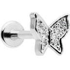 16G 5/16 Clear Gem Butterfly Internally Threaded Labret Tragus