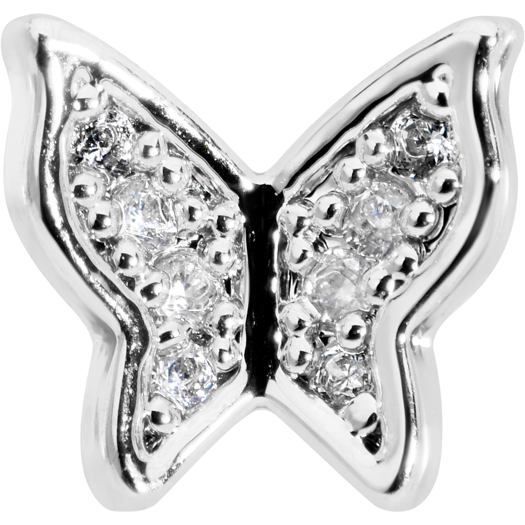 16G 5/16 Clear Gem Butterfly Internally Threaded Labret Tragus