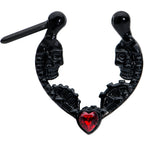 16G 5/16 Red Gem Black Steampunk Skeleton Heart Cartilage Clicker