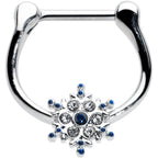 16G 5/16 Blue Gem Festive Snowflake Christmas Cartilage Clicker