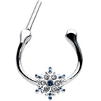 16G 5/16 Blue Gem Festive Snowflake Christmas Cartilage Clicker