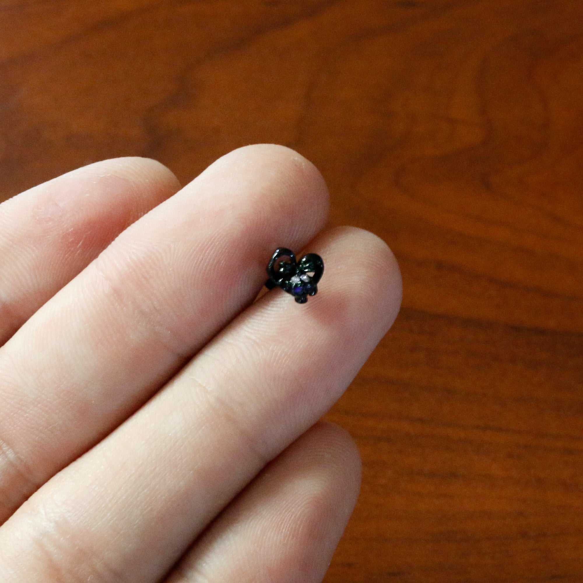 16G 5/16 Purple Gem Black Skull Heart Bow Labret Monroe Tragus