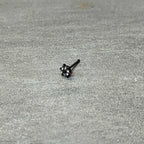 20G 1/4 Clear CZ Gem Black Abstract Sun Nose Bone