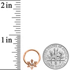 16G 3/8 Clear Gem Rose Gold Tone Snowflake Hinged Segment Ring
