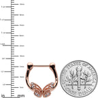 16G 5/16 Clear Gem Rose Gold Hue Airy Butterfly Cartilage Clicker