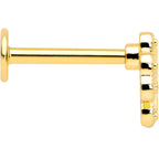 16G 5/16 Yellow Gem Gold Tone Textured Cross Labret Monroe Tragus