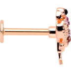 16G 5/16 Pink Gem Rose Gold Tone Fashion Flamingo Labret Tragus