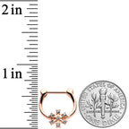 16G 5/16 Clear Gem Rose Gold Tone Geo Snowflake Cartilage Clicker