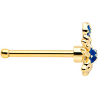 20G 1/4 Black Gem Gold Tone Blue Crab Nautical Nose Bone