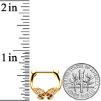 16G 5/16 Orange Gem Gold Tone Baroque Butterfly Cartilage Clicker