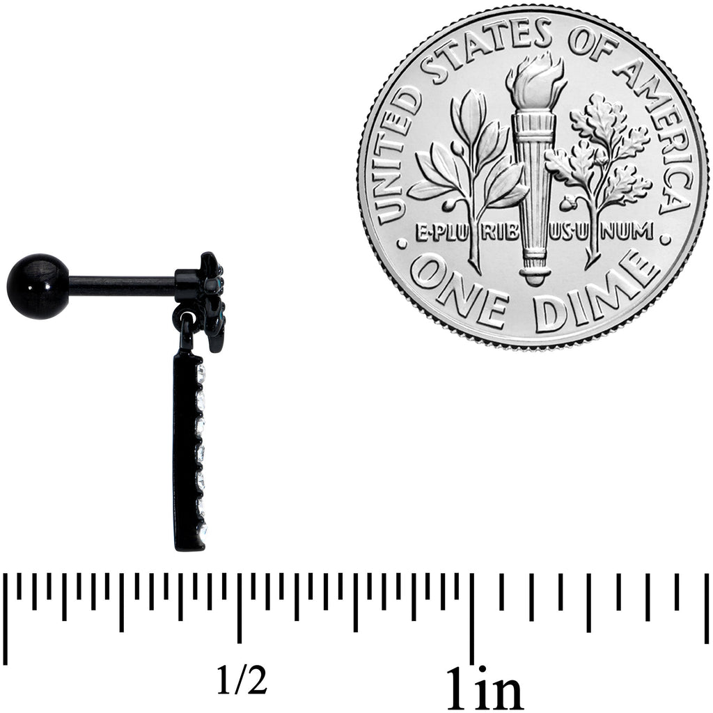 16G 1/4 Clear Gem Black Night Palm Tree Dangle Cartilage Earring