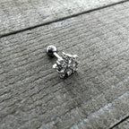 16G 1/4 Clear CZ Gem Floral Burst Cartilage Tragus Earring