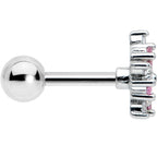 16G 1/4 Pink CZ Gem Floral Burst Cartilage Tragus Earring