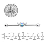 14G Aurora Gem Art Deco Style Waves Industrial Barbell 38mm
