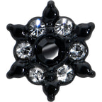 16G 1/4 Clear CZ Gem Black Abstract Sun Cartilage Tragus Earring