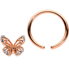 16G 3/8 Clear Gem Rose Gold Tone Airy Butterfly BCR Captive Ring