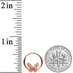 16G 3/8 Clear Gem Rose Gold Tone Airy Butterfly BCR Captive Ring