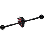 14G Clear Red Gem Black Skull Halloween Industrial Barbell 38mm
