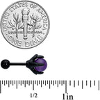 16G 1/4 Purple Amethyst Black Claw Hand Cartilage Tragus Earring