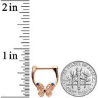 16G 5/16 Blue Gem Rose Gold Tone Butterfly Cartilage Clicker