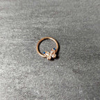 16G 3/8 Blue Gem Rose Gold Tone Butterfly Hinged Segment Ring