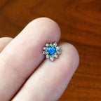 16G 1/4 Blue Faux Opal Sun Heart Cartilage Tragus Earring