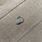 16G 3/8 Blue Faux Opal Heart Sun Hinged Segment Ring