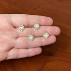14G 9/16 White Synthetic Opal Gold Tone Sun Heart Nipple Ring Set