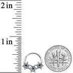 16G 3/8 Clear Blue Gem Festive Trio Snowflake Hinged Segment Ring