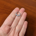 16G 3/8 Clear Blue Gem Festive Trio Snowflake Hinged Segment Ring