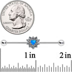 14G Blue Synthetic Opal Sun Heart Industrial Barbell 38mm