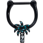 16G 5/16 Clear Gem Black Night Palm Tree Dangle Cartilage Clicker