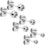 3mm 4mm 5mm Aurora Gem Ball 316L Stainless Steel Stud Earrings 3 Pack