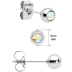 3mm 4mm 5mm Aurora Gem Ball 316L Stainless Steel Stud Earrings 3 Pack