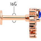 16G 1/4 Blue Clear Gem Rose Gold Tone Glamour Flare Labret