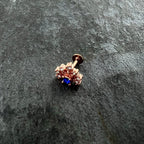 16G 1/4 Blue Clear Gem Rose Gold Tone Glamour Flare Labret