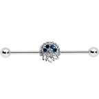 14G Blue Gem Abstract Arch Industrial Barbell 38mm