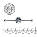 14G Blue Gem Abstract Arch Industrial Barbell 38mm