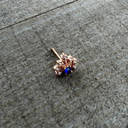 20G 1/4 Blue Clear Gem Rose Gold Tone Glamour Flare Nose Bone