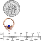 16G 3/8 Blue Gem Rose Gold Tone Glamour Flare Hinged Segment Ring