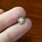 16G 5/16 White Faux Opal Gold Tone Sun Heart Labret Monroe Tragus
