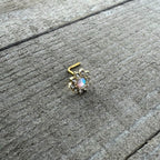 20G 7mm White Faux Opal Gold Tone Heart Sun L Shape Nose Ring