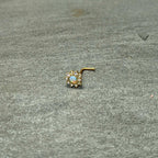 20G 7mm White Faux Opal Gold Tone Heart Sun L Shape Nose Ring