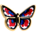 16G 5/16 Gold Tone Red White Blue Butterfly Labret Monroe Tragus